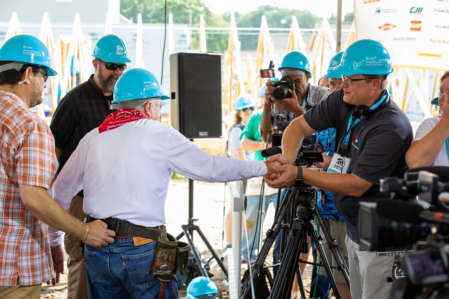 Kane Farabaugh with President Jimmy Carter at a Habitat for Humanity build