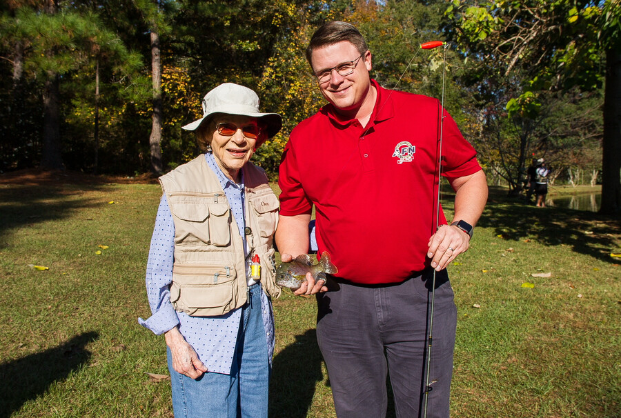 Kane Farabaugh with First Lady Rosalynn Carter, fishing