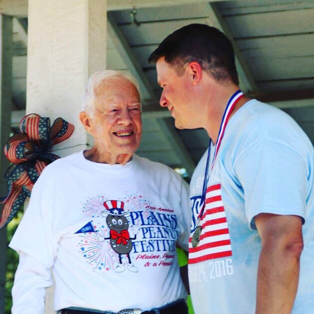 Kane Farabaugh with President Jimmy Carter at the Plains Peanut Festival