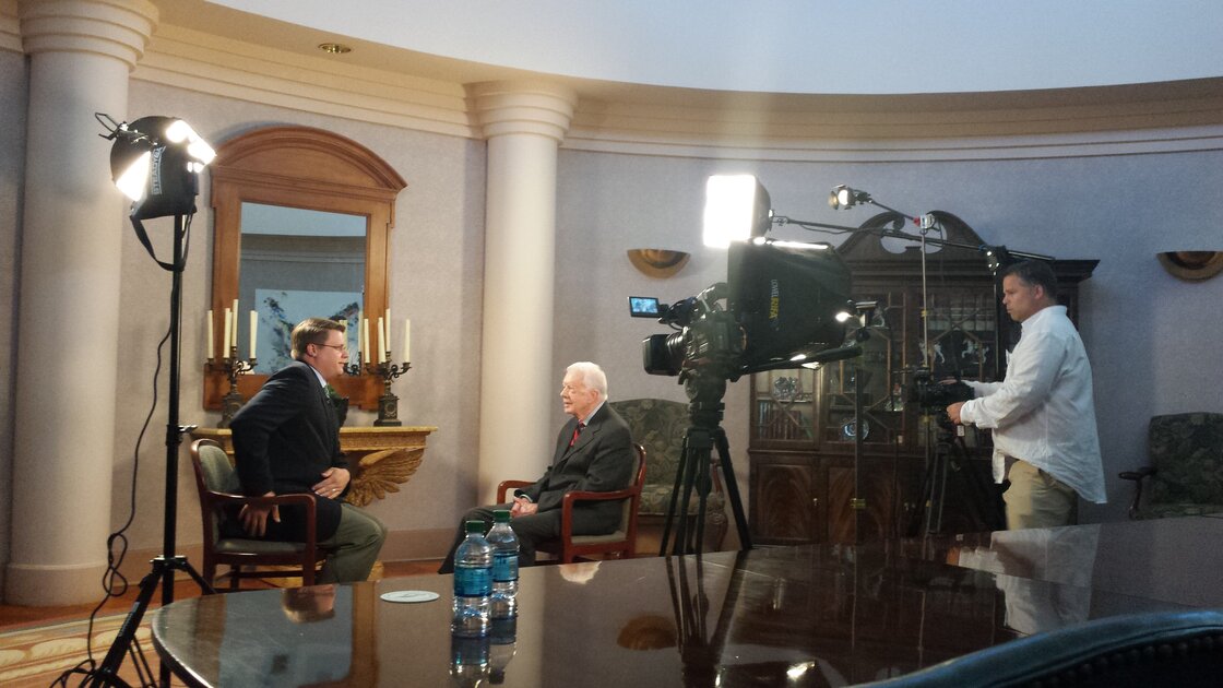 Kane Farabaugh interviewing President Jimmy Carter