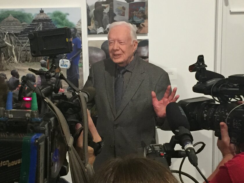President Jimmy Carter speaking to members of the press