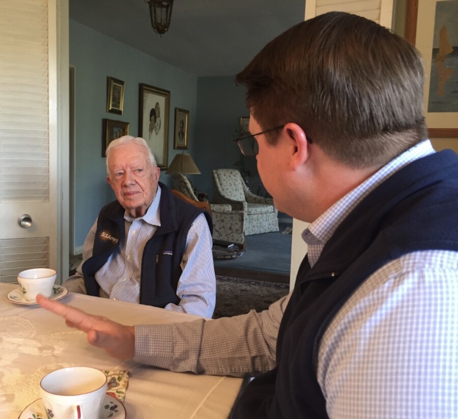 Kane Farabaugh interviewing President Jimmy Carter