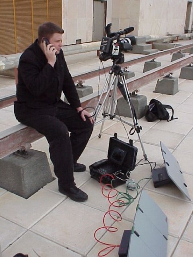 Kane Farabaugh filing a report from the field