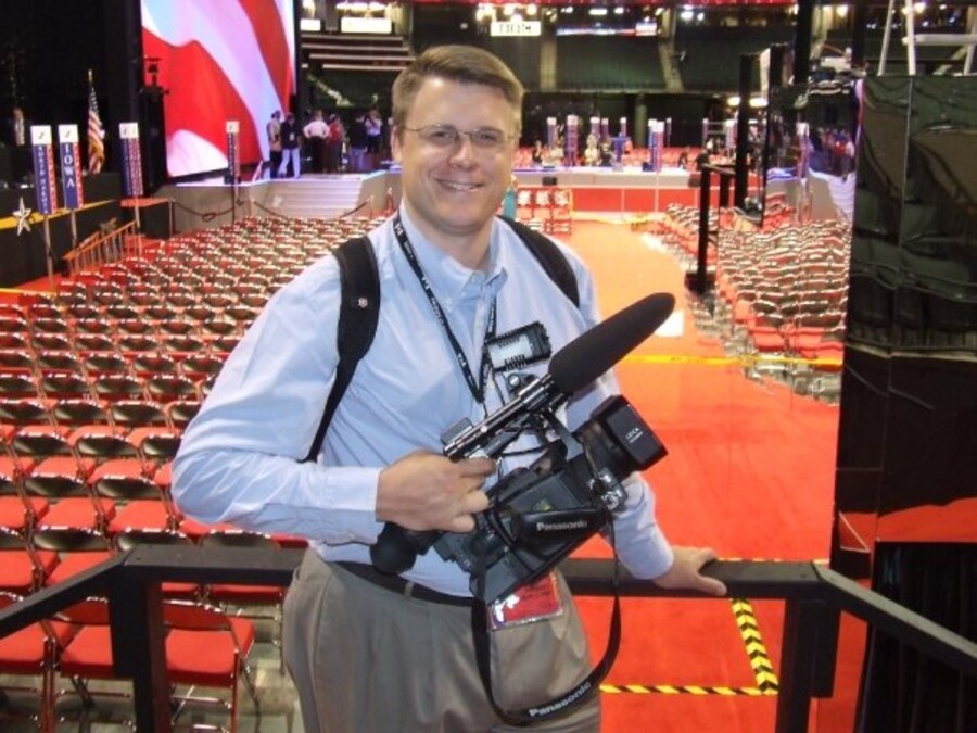 Kane Farabaugh covering a national political convention